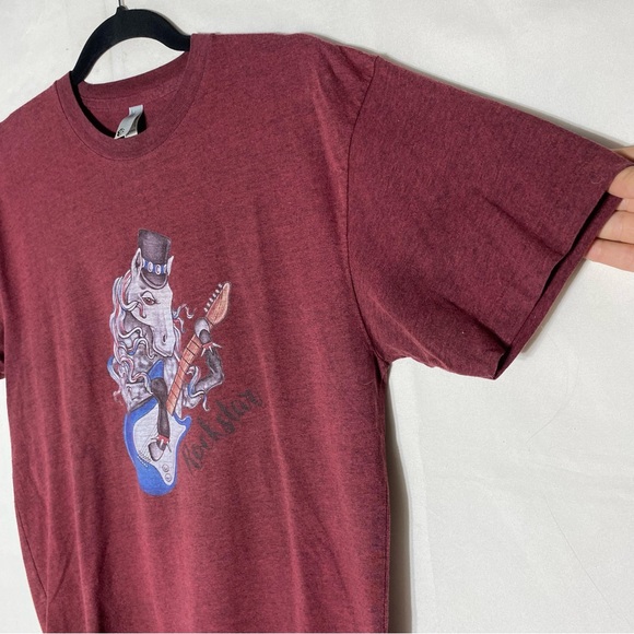 American Apparel Burgundy Graphic T Shirt W Horse in Top Hat Playing Guitar M - Picture 8 of 15